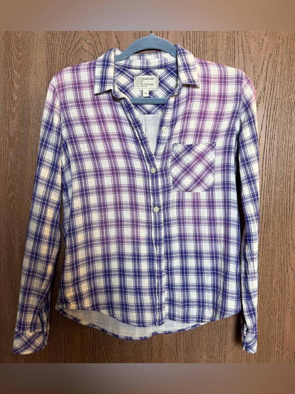 Current/Elliott Purple & White Plaid Button-Up Shirt